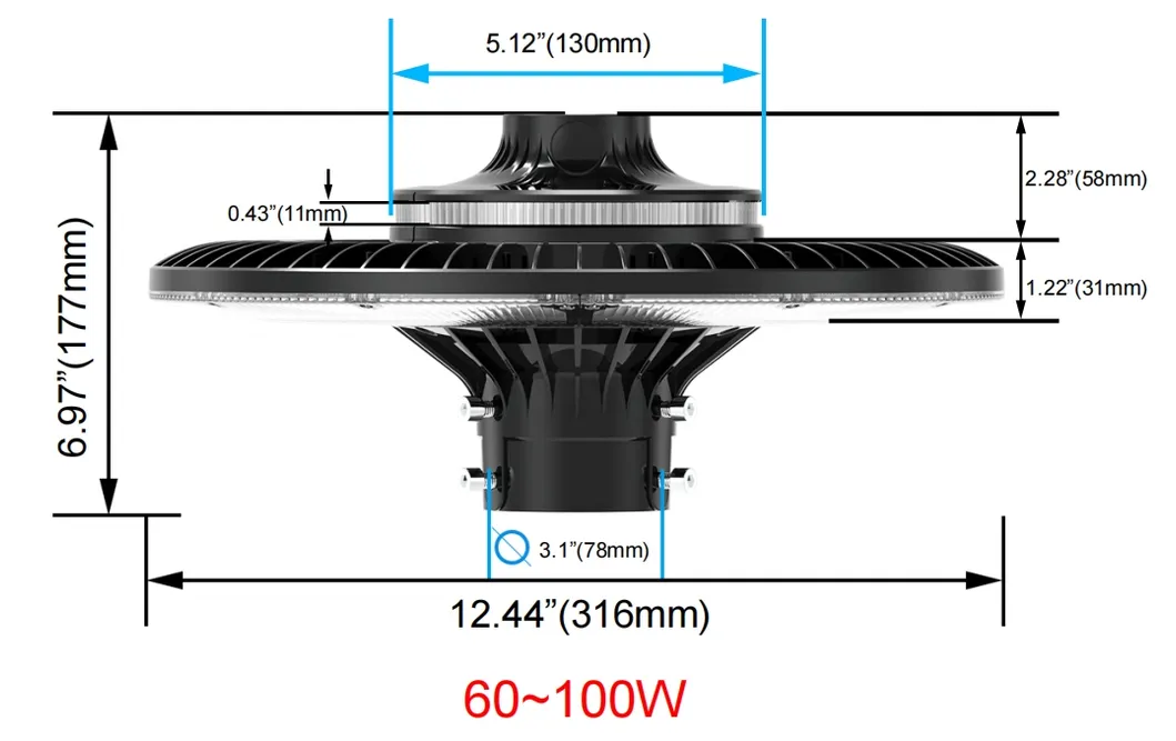 LED বাগান আলো নিয়মিত 150W আইপি 65 অন্তর্নির্মিত জলরোধী 130lm / W গোলাকার কালো উঠোন পার্ক ইয়ার্ড পোস্ট শীর্ষ 5