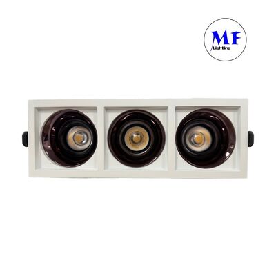 Factory Price Recessed Square LED Spotlight Triple Heads IP20 Anti-GlareDimmable Down Light by TRIAC 0-10V DALI-2 DT6 DT8 for Commercial Project