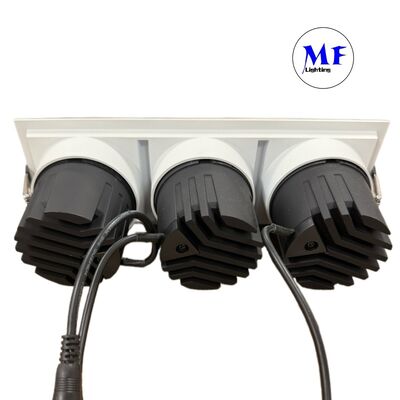 Factory Price Recessed Square LED Spotlight Triple Heads IP20 Anti-GlareDimmable Down Light by TRIAC 0-10V DALI-2 DT6 DT8 for Commercial Project