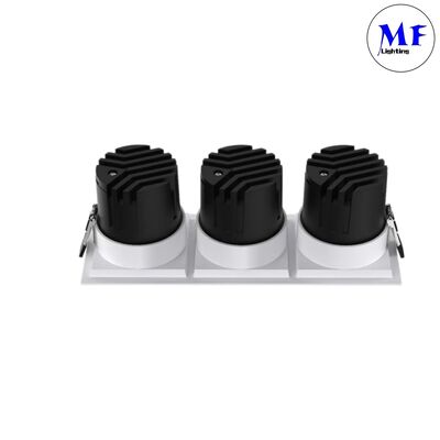 Aluminum 7W/10W/12W/15W/14W/20W/24W/30W/21W/30W/36W/45W 1 2 3 Head Square Recessed Downlight Smart Power CCT DALI 0-10V Dimming IP44 Hotel LED Down Light