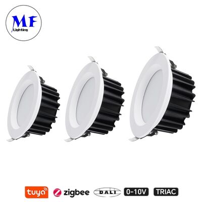 15W 100lm/W LED Spot Down Light CCT Adjustable CRI90 Triac /0-10V/Dali-2/Tuya Zigbee DimmableBeam Angle 60° Recessed Anti-Glare SMD for Commercial and Residential Places