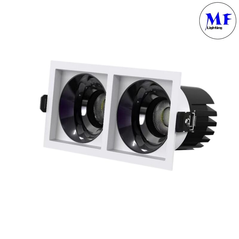 Aluminum 7W/10W/12W/15W/14W/20W/24W/30W/21W/30W/36W/45W 1 2 3 Head Square Recessed Downlight Smart Power CCT DALI 0-10V Dimming IP44 Hotel LED Down Light