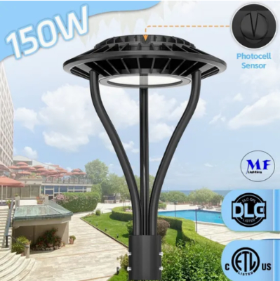 LED গার্ডেন লাইট অ্যাডজাস্টেবল অ্যান্টি-ময়েশ্চার IP65 150W ওয়াটারপ্রুফ 140lm/W ব্ল্যাক পরী লন উঠোন পোস্ট টপ