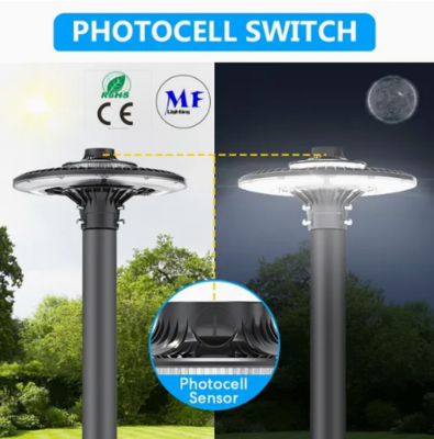 LED বাগান আলো নিয়মিত 150W আইপি 65 অন্তর্নির্মিত জলরোধী 130lm / W গোলাকার কালো উঠোন পার্ক ইয়ার্ড পোস্ট শীর্ষ