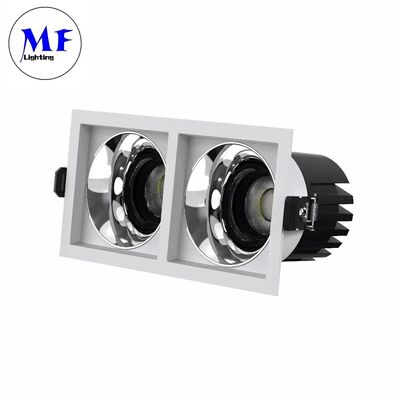 স্কয়ার এলইডি ডাউনলাইট 7W10W12W15W, TRIAC/0-10V/DALI-2 ডিমমেবল, 100lm/W CRI90, AC100-277V, অ্যান্টি-গ্লেয়ার রিসেসেড স্পট ডাউনলাইট ডুয়াল হেড সহ