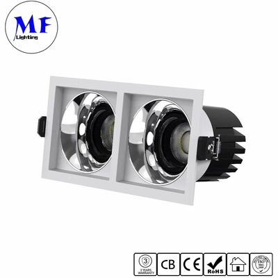 বর্গক্ষেত্রযুক্ত LED ডাউনলাইট 3*7W একক/ডাবল/ট্রিপল হেড 100LM/W CRI90 IP20 IP44 প্রতিফলক সিলিং ডাউনলাইট